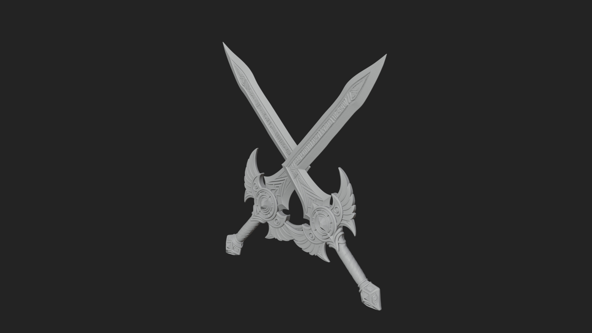 Crossed Twin Blade Model Design 4 3D Print Model 3D Model