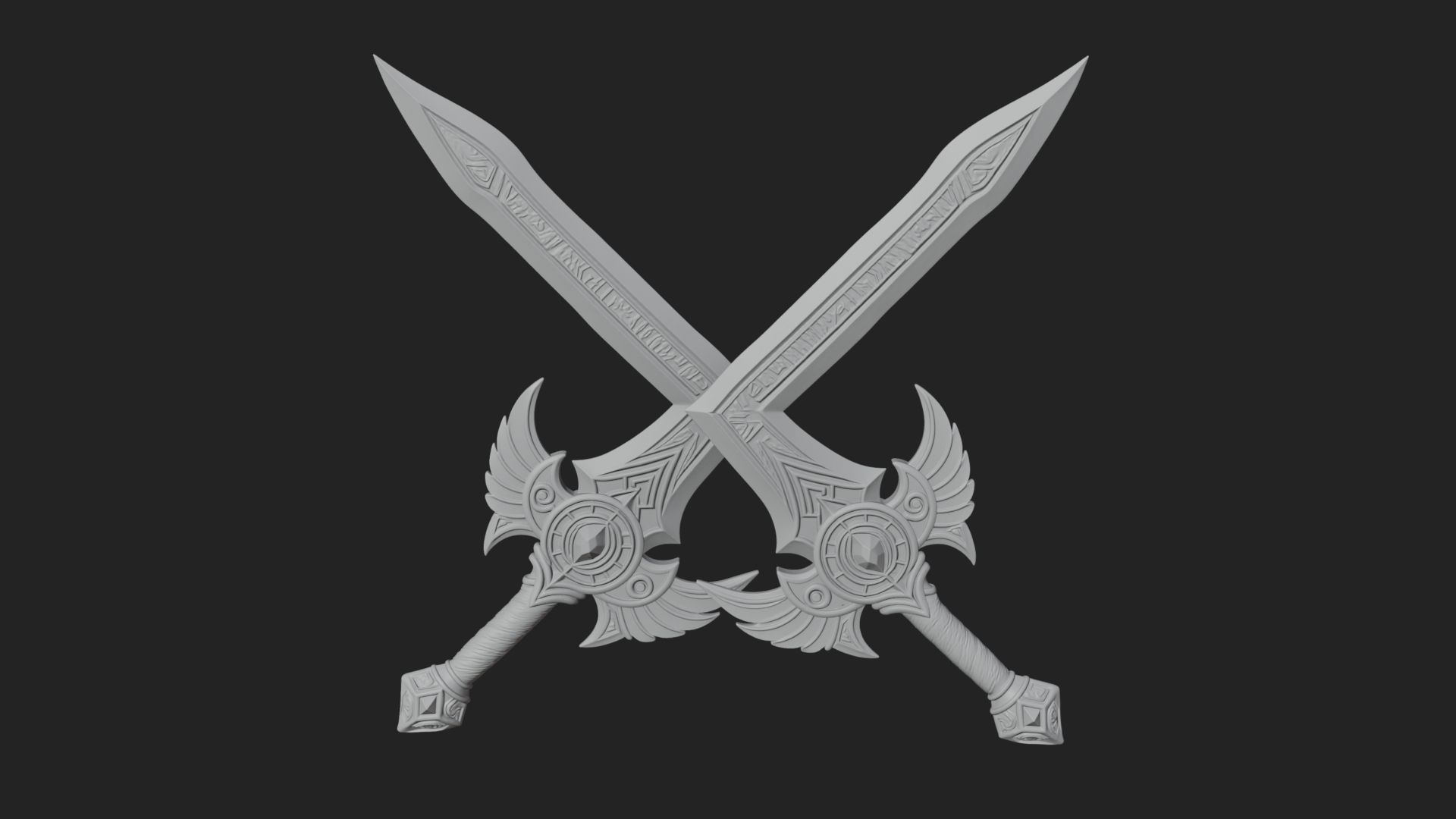 Crossed Twin Blade Model Design 4 3D Print Model 3D Model