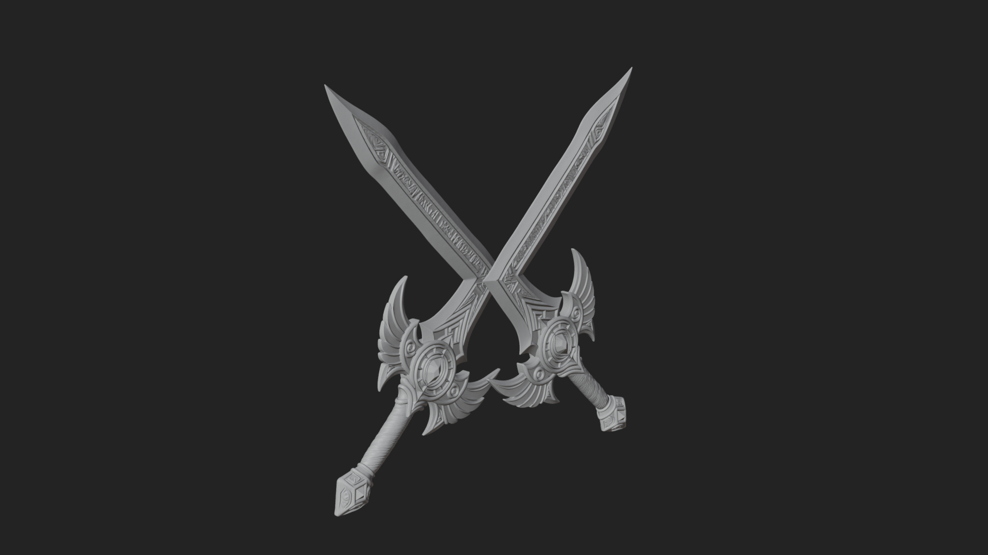 Crossed Twin Blade Model Design 4 3D Print Model 3D Model