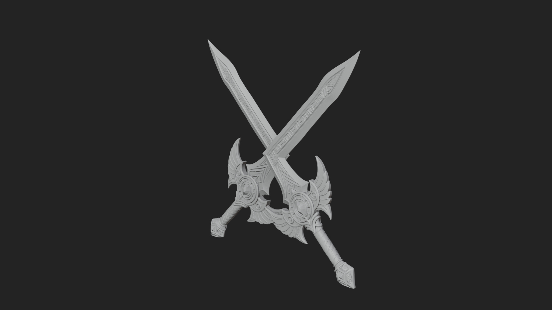 Crossed Twin Blade Model Design 4 3D Print Model 3D Model