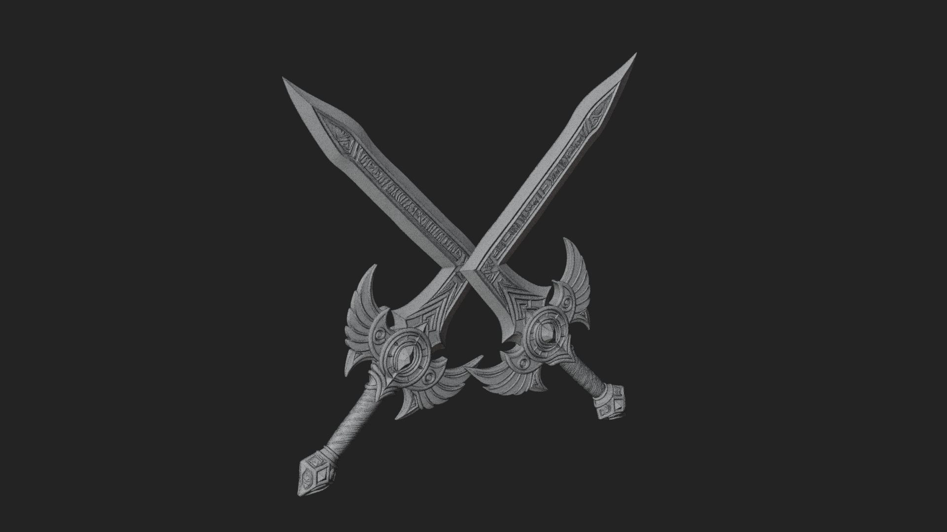 Crossed Twin Blade Model Design 4 3D Print Model 3D Model