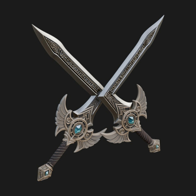 Crossed Twin Blade Model Design 4 3D Print Model