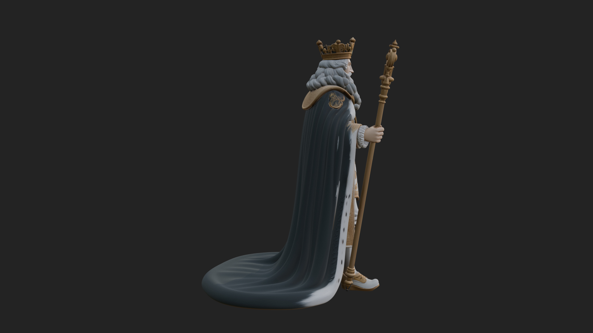 Crowned Bearded King Statue Design 10 3D Print Model 3D Model