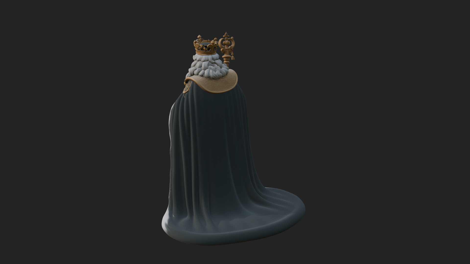 Crowned Bearded King Statue Design 10 3D Print Model 3D Model