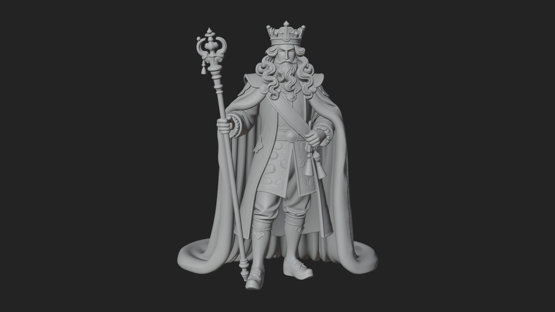 Crowned Bearded King Statue Design 10 3D Print Model 3D Model
