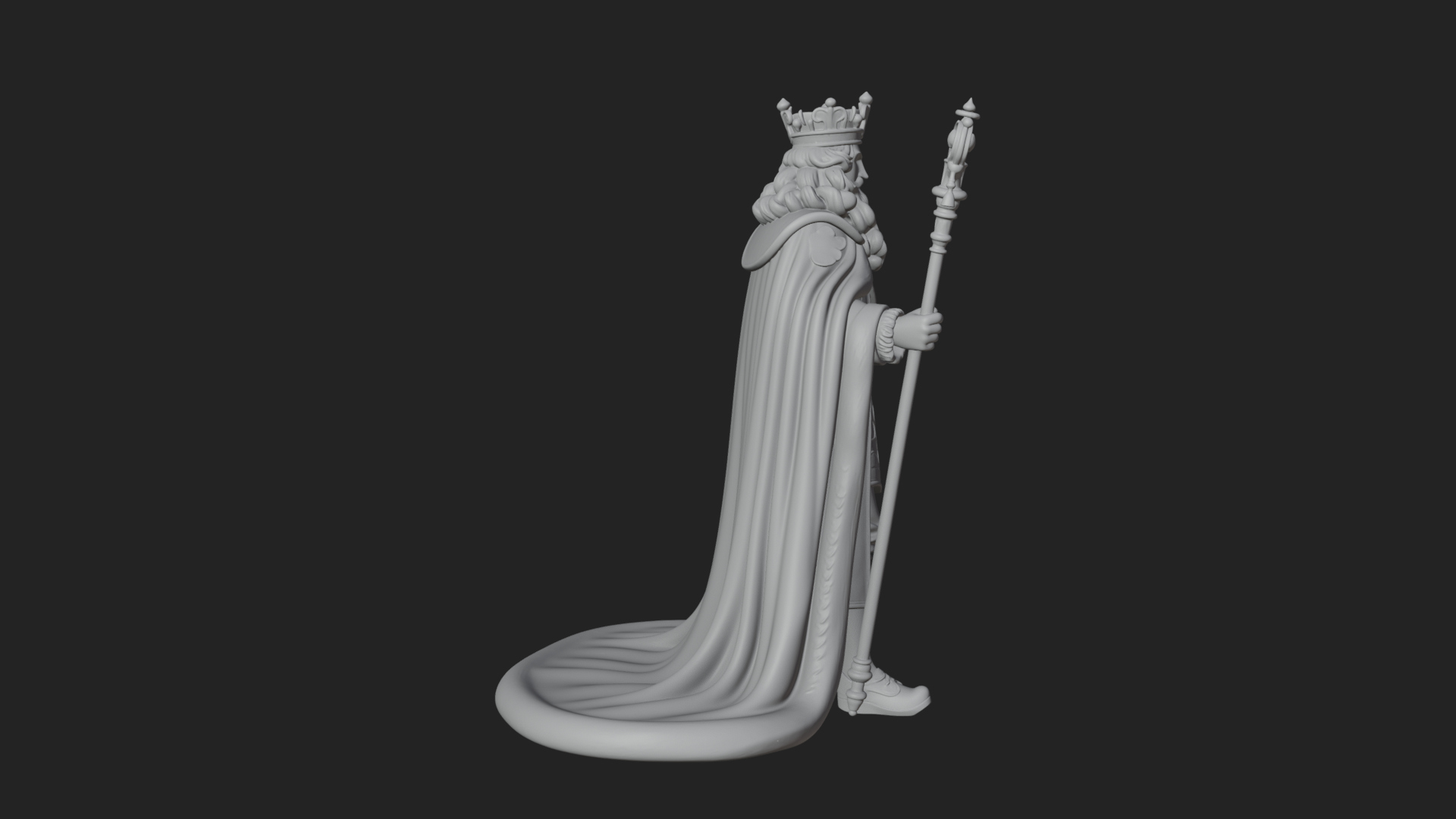 Crowned Bearded King Statue Design 10 3D Print Model 3D Model