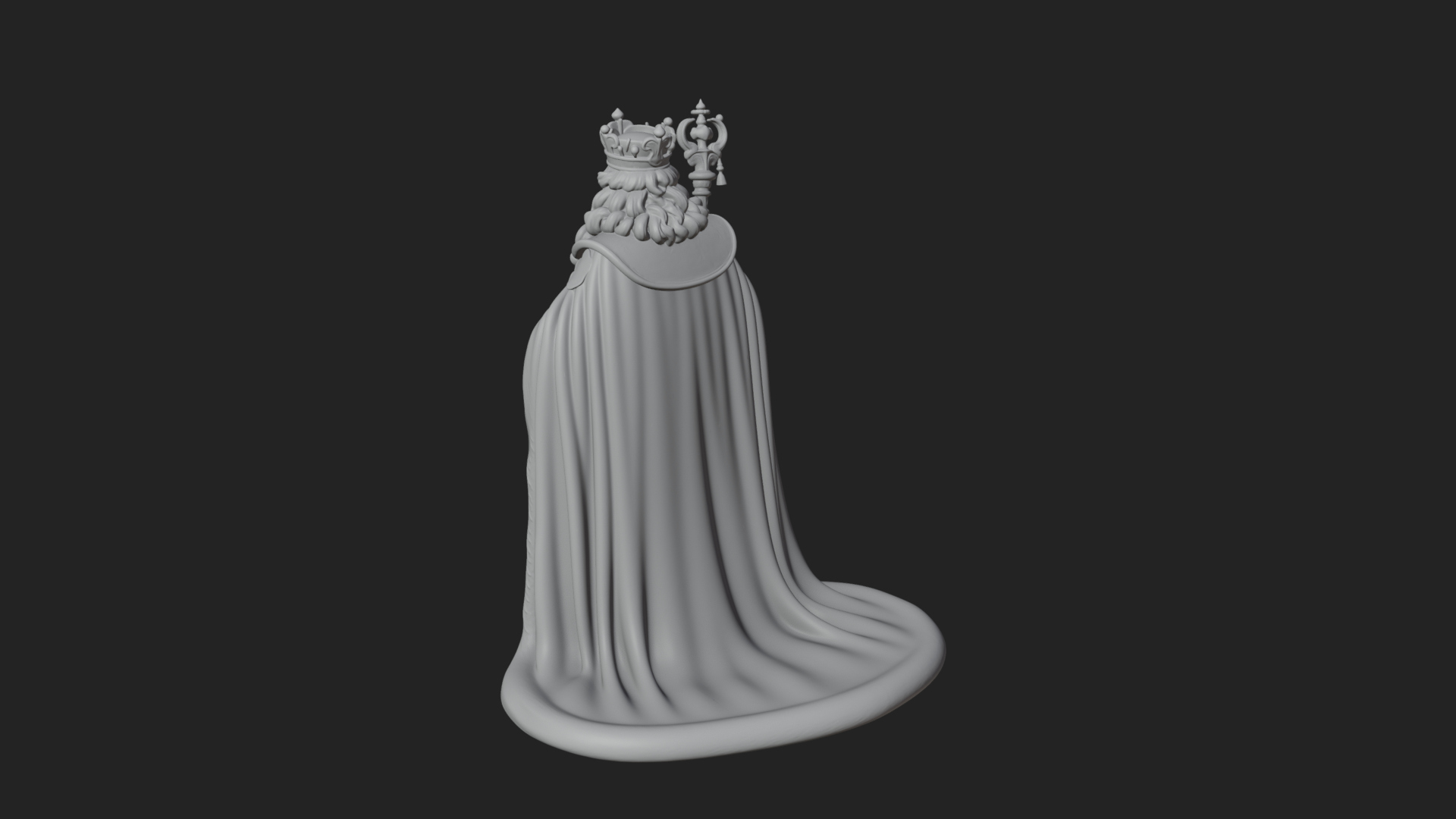 Crowned Bearded King Statue Design 10 3D Print Model 3D Model
