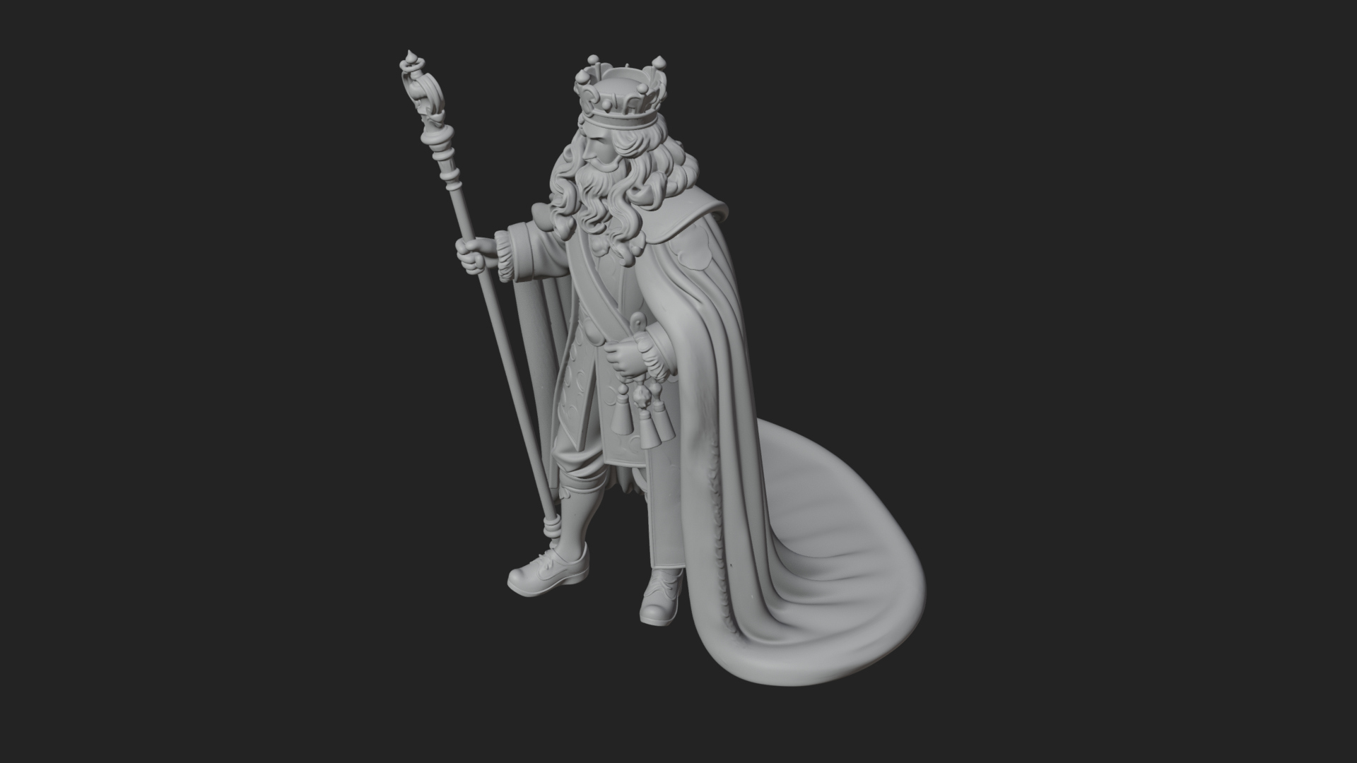 Crowned Bearded King Statue Design 10 3D Print Model 3D Model