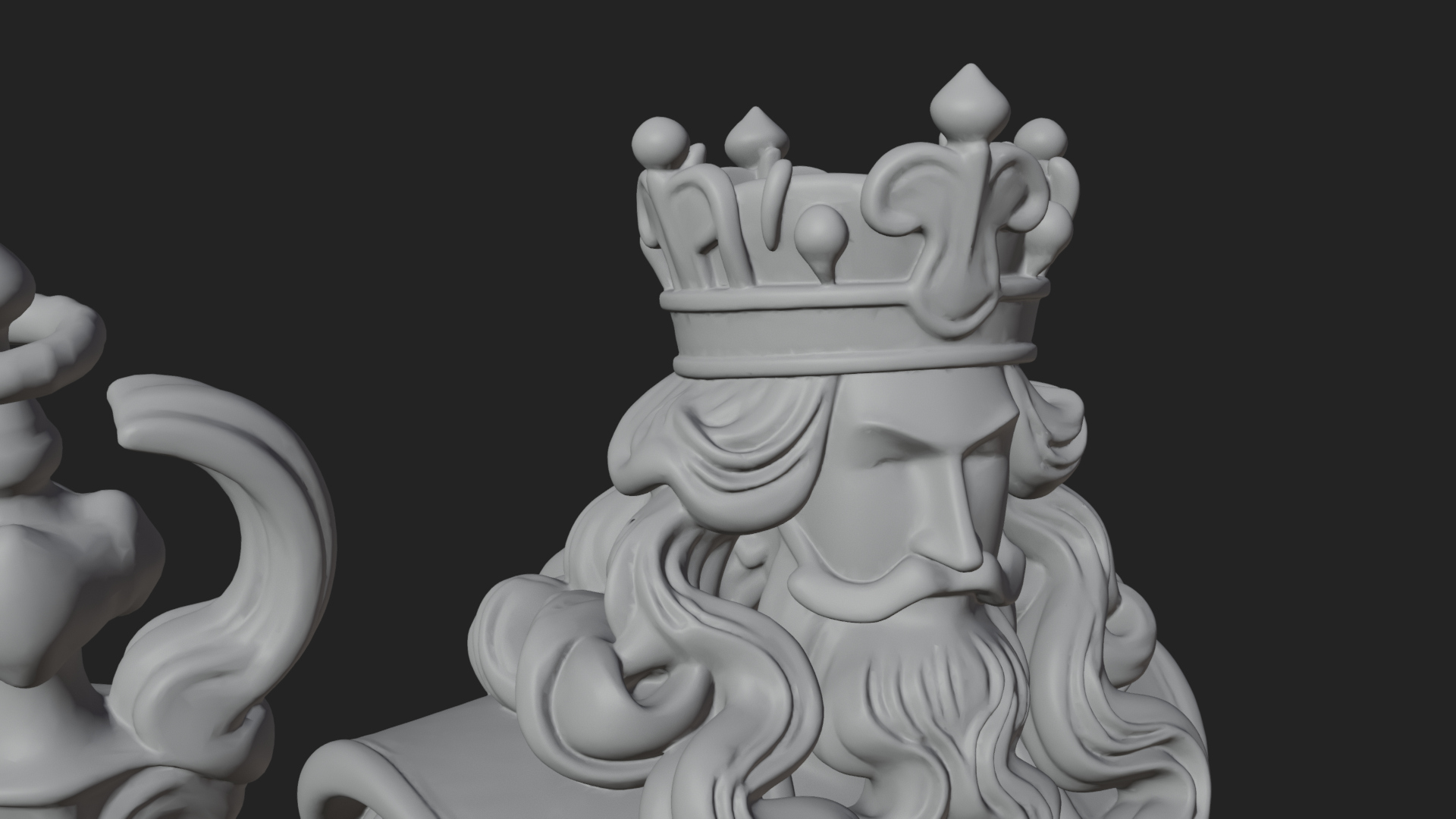 Crowned Bearded King Statue Design 10 3D Print Model 3D Model