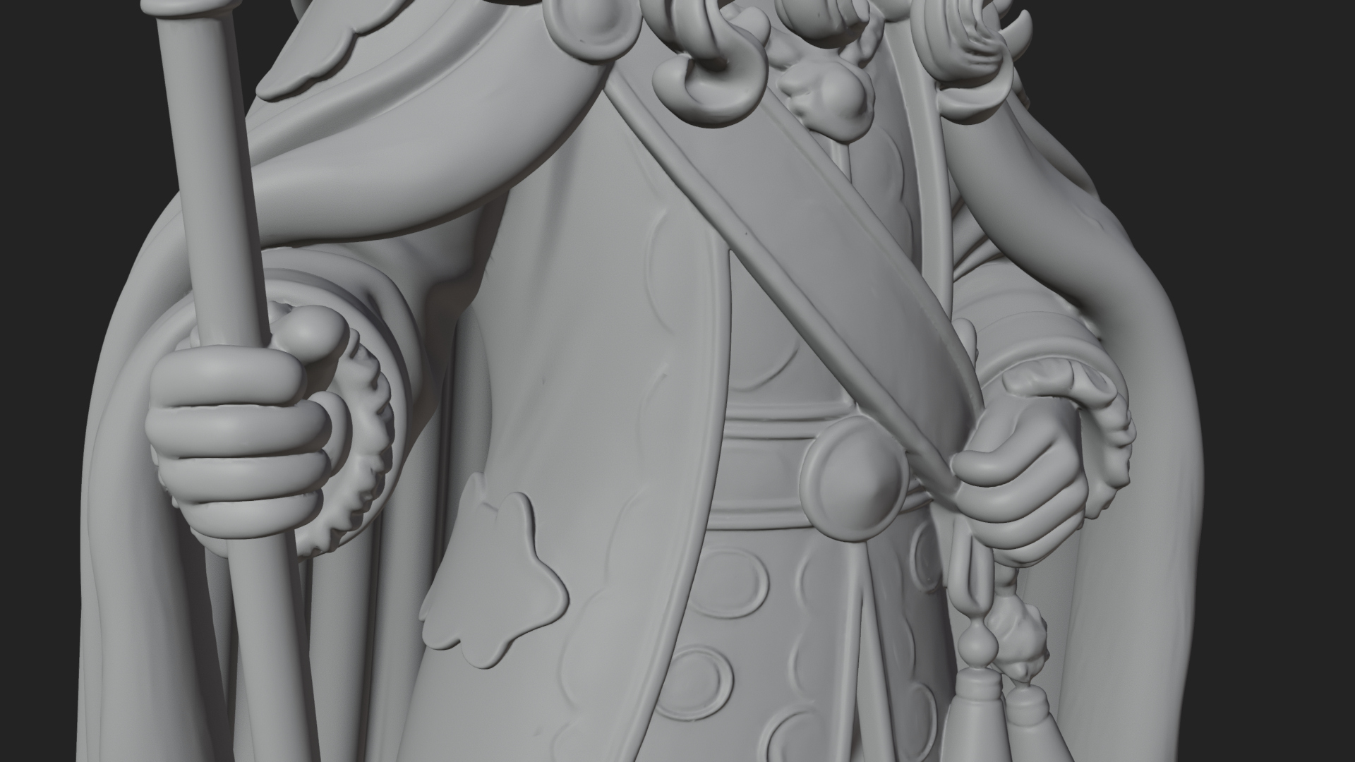 Crowned Bearded King Statue Design 10 3D Print Model 3D Model