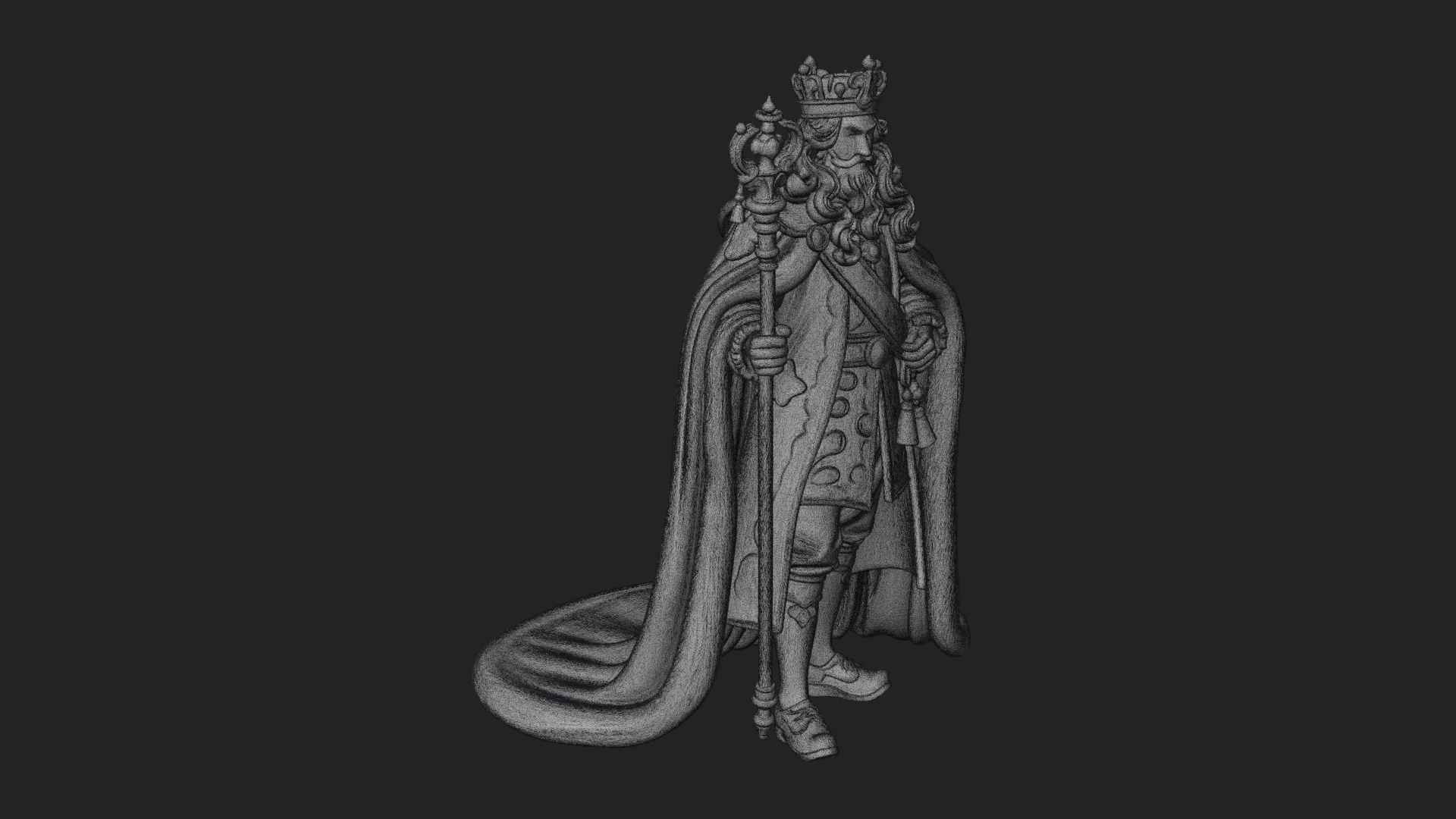 Crowned Bearded King Statue Design 10 3D Print Model 3D Model