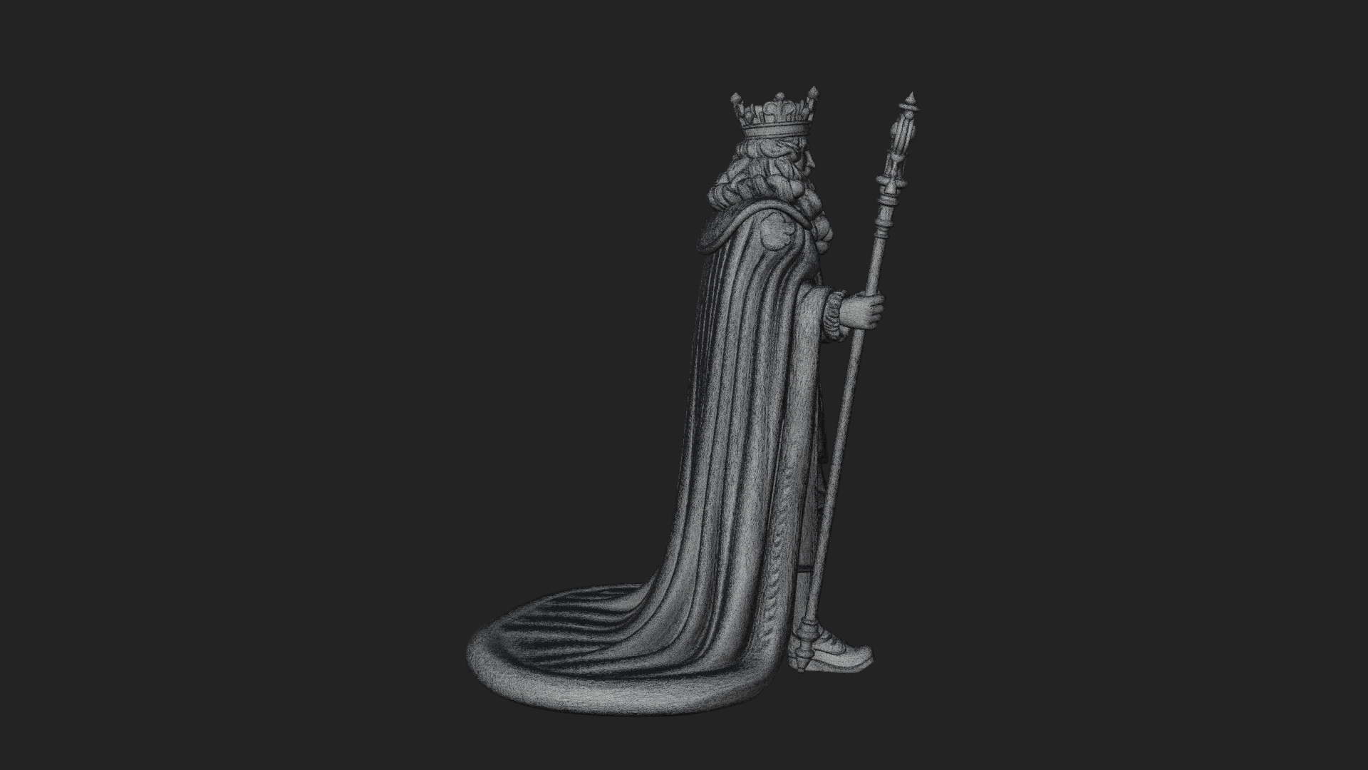Crowned Bearded King Statue Design 10 3D Print Model 3D Model