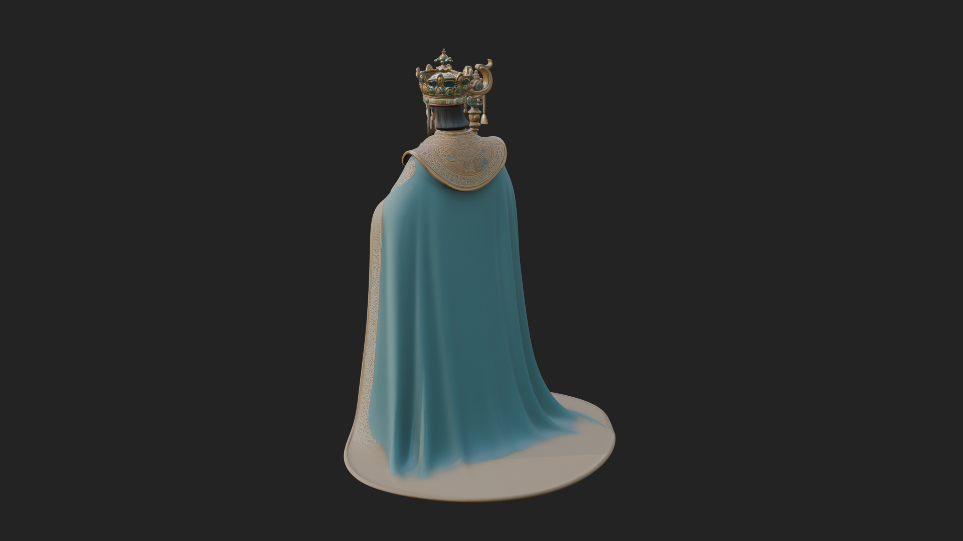 Crowned Bearded King Statue Design 11 3D Print Model 3D Model