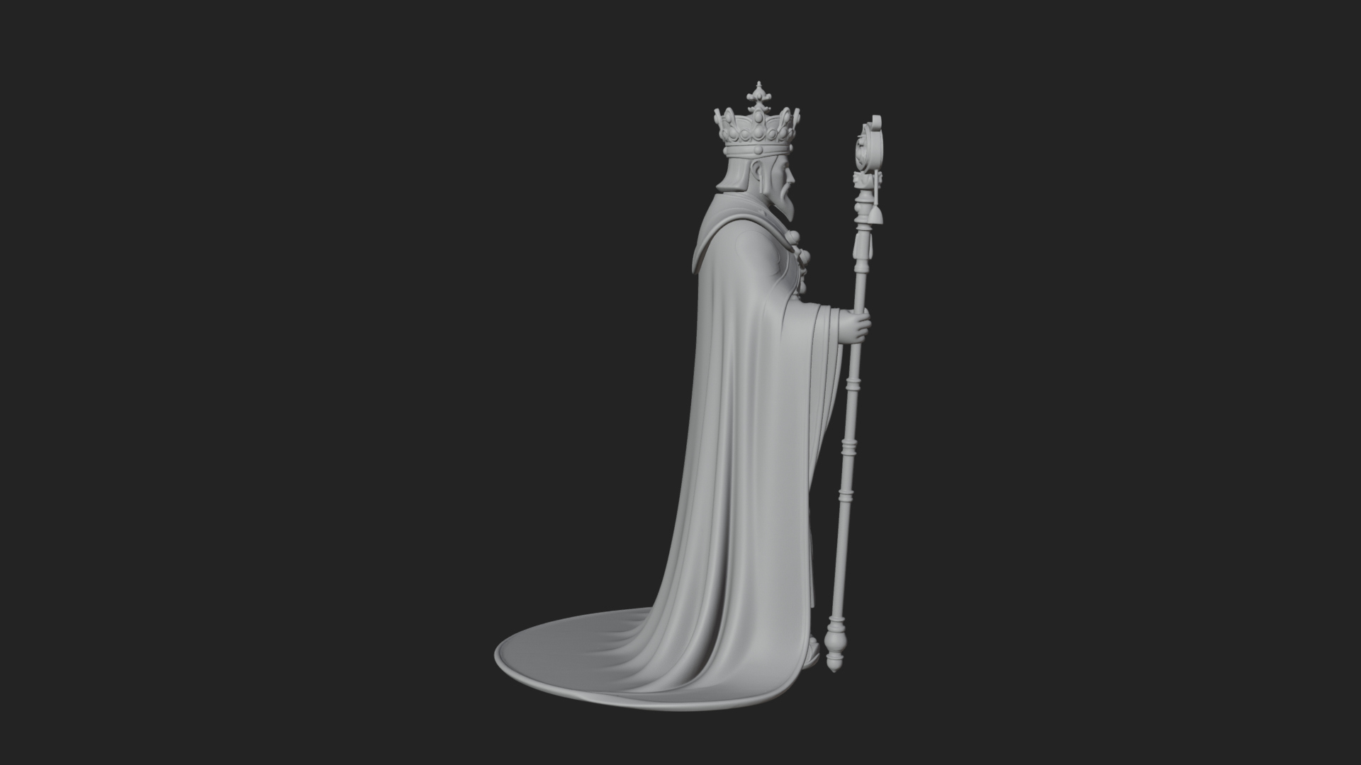 Crowned Bearded King Statue Design 11 3D Print Model 3D Model