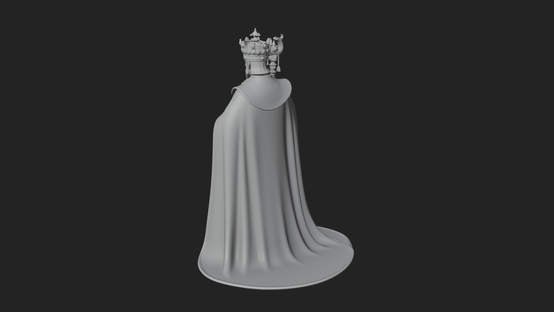 Crowned Bearded King Statue Design 11 3D Print Model 3D Model