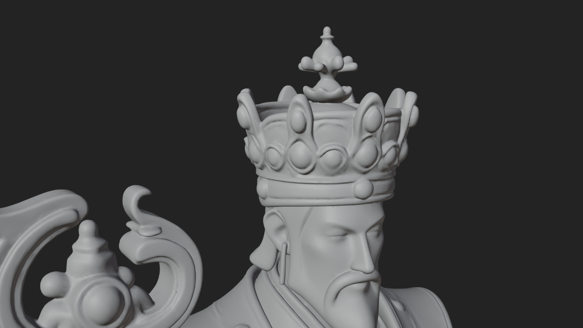 Crowned Bearded King Statue Design 11 3D Print Model 3D Model