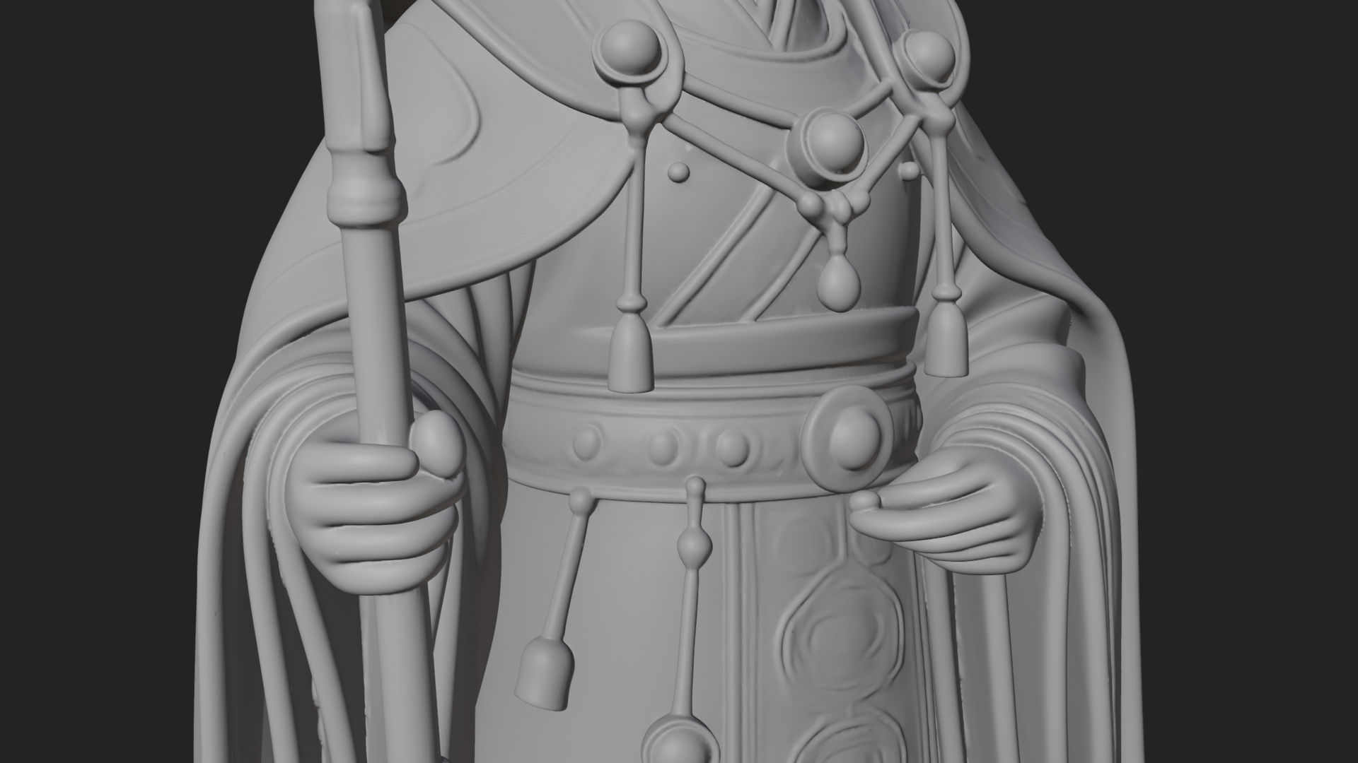 Crowned Bearded King Statue Design 11 3D Print Model 3D Model