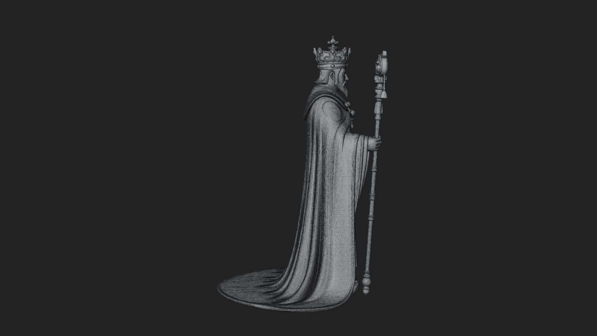 Crowned Bearded King Statue Design 11 3D Print Model 3D Model