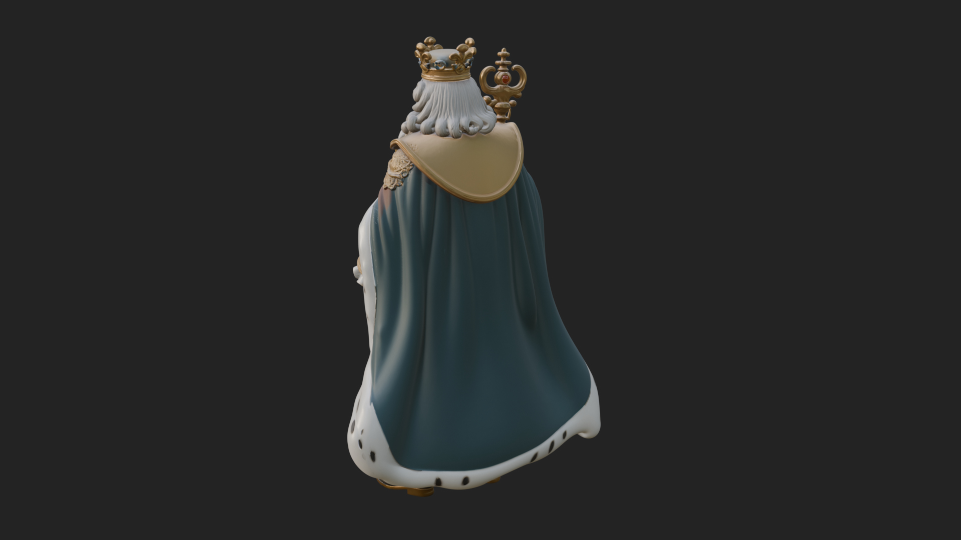 Crowned Bearded King Statue Design 12 3D Print Model 3D Model