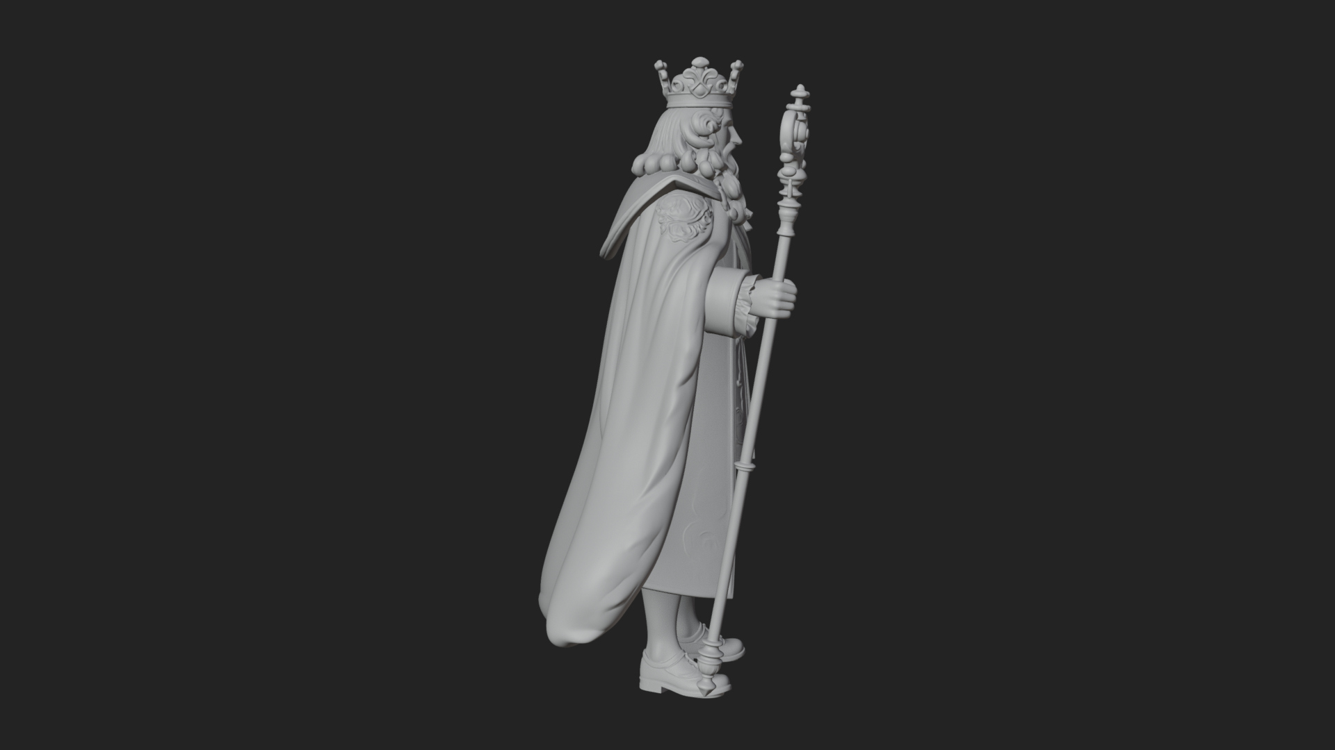 Crowned Bearded King Statue Design 12 3D Print Model 3D Model