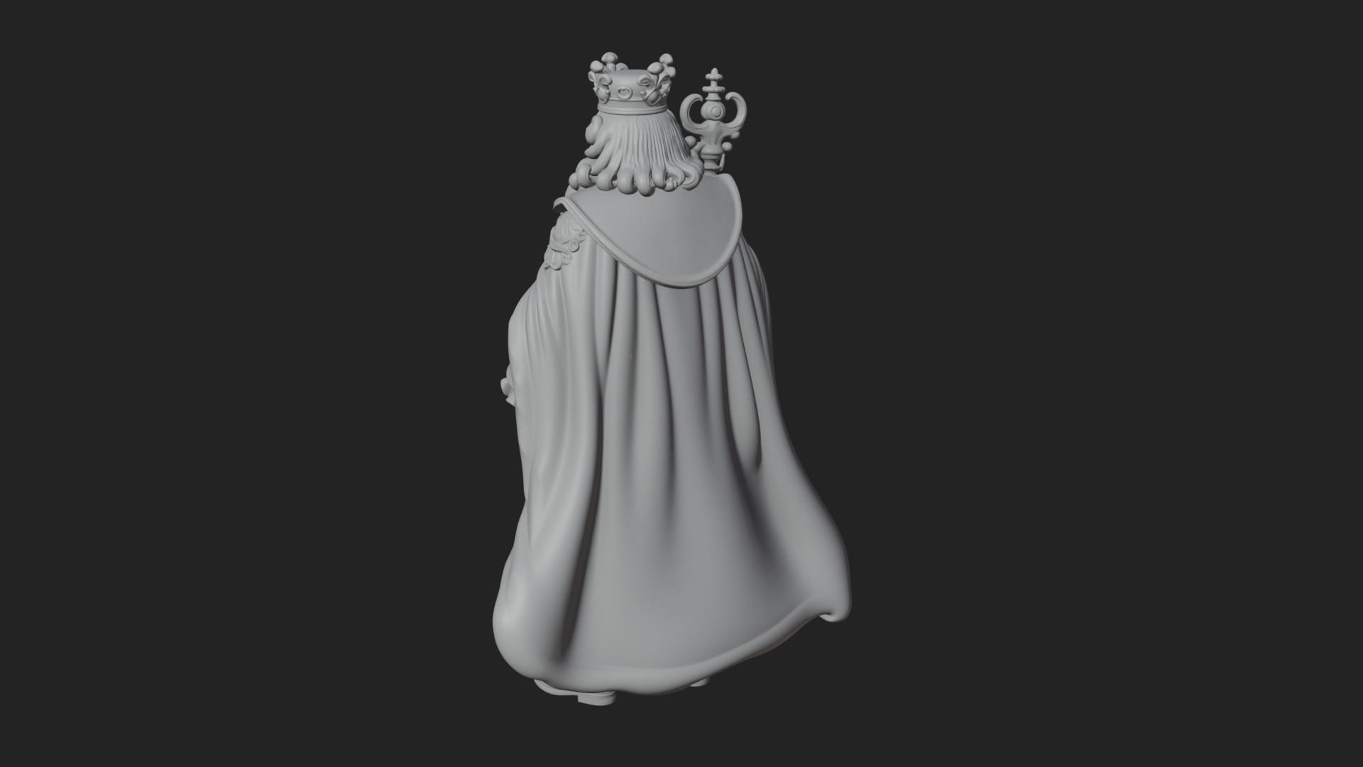 Crowned Bearded King Statue Design 12 3D Print Model 3D Model