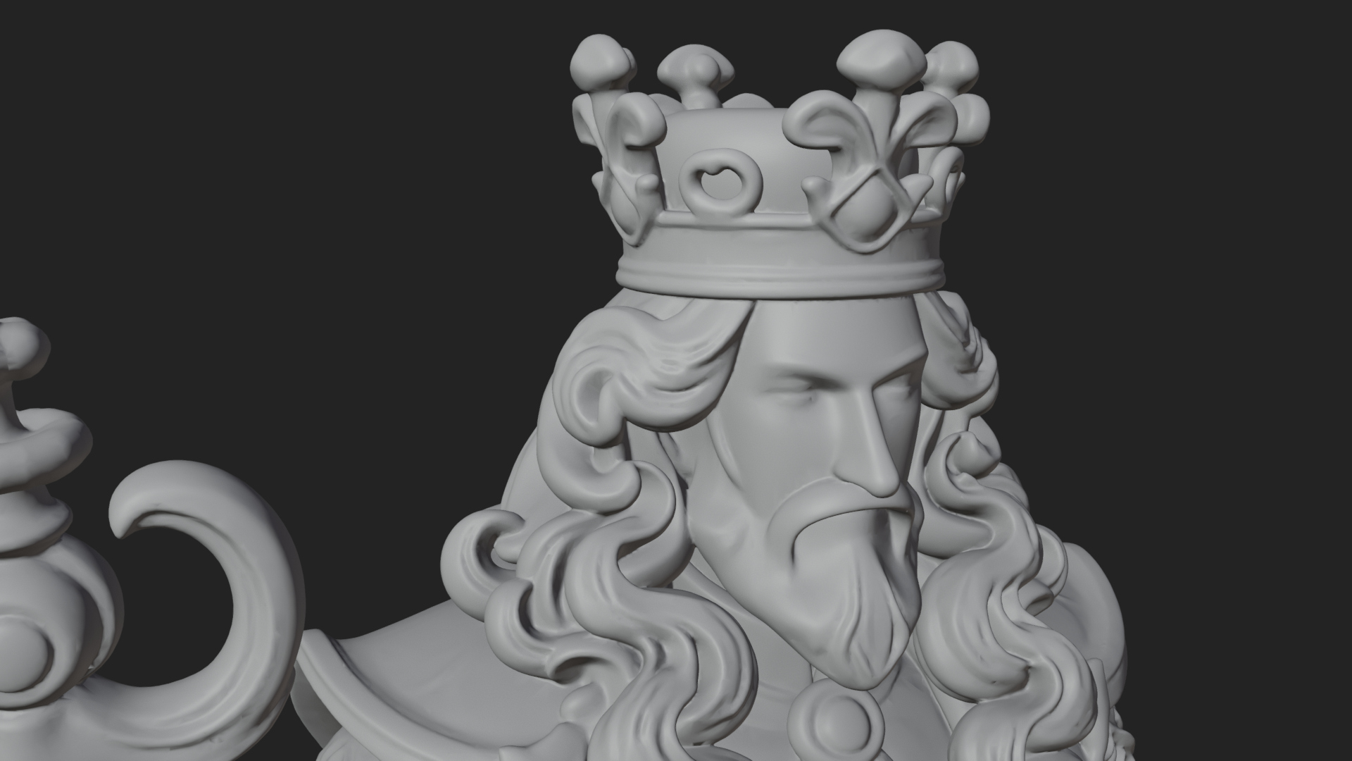 Crowned Bearded King Statue Design 12 3D Print Model 3D Model