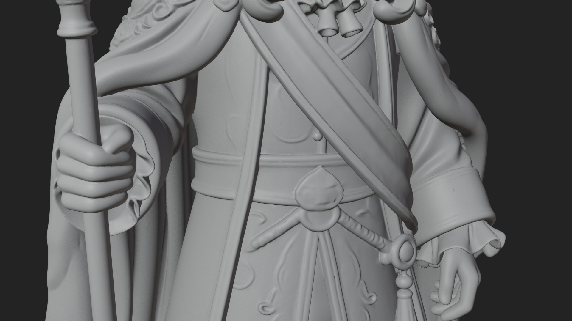 Crowned Bearded King Statue Design 12 3D Print Model 3D Model