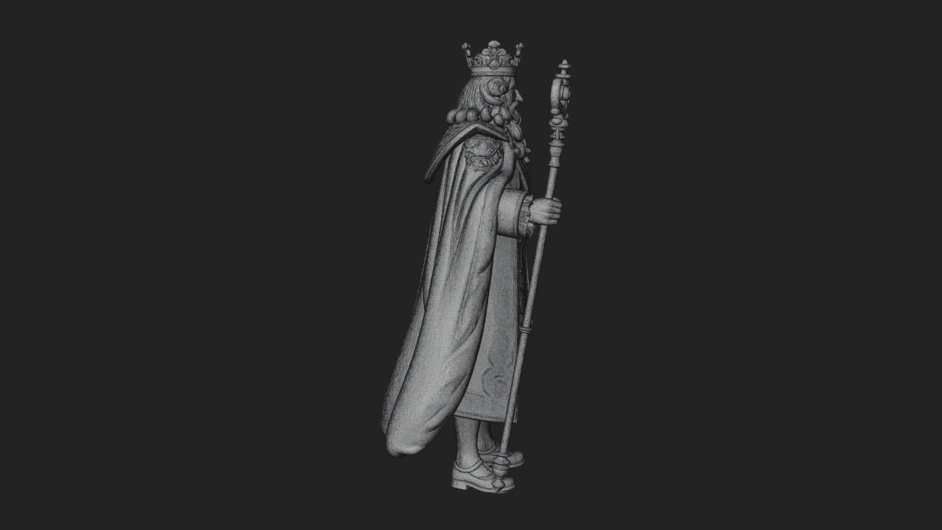 Crowned Bearded King Statue Design 12 3D Print Model 3D Model