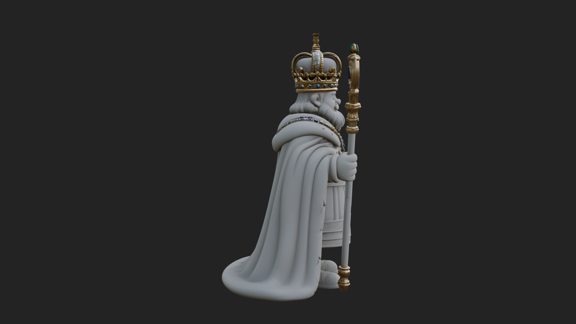 Crowned Bearded King Statue Design 13 3D Print Model 3D Model