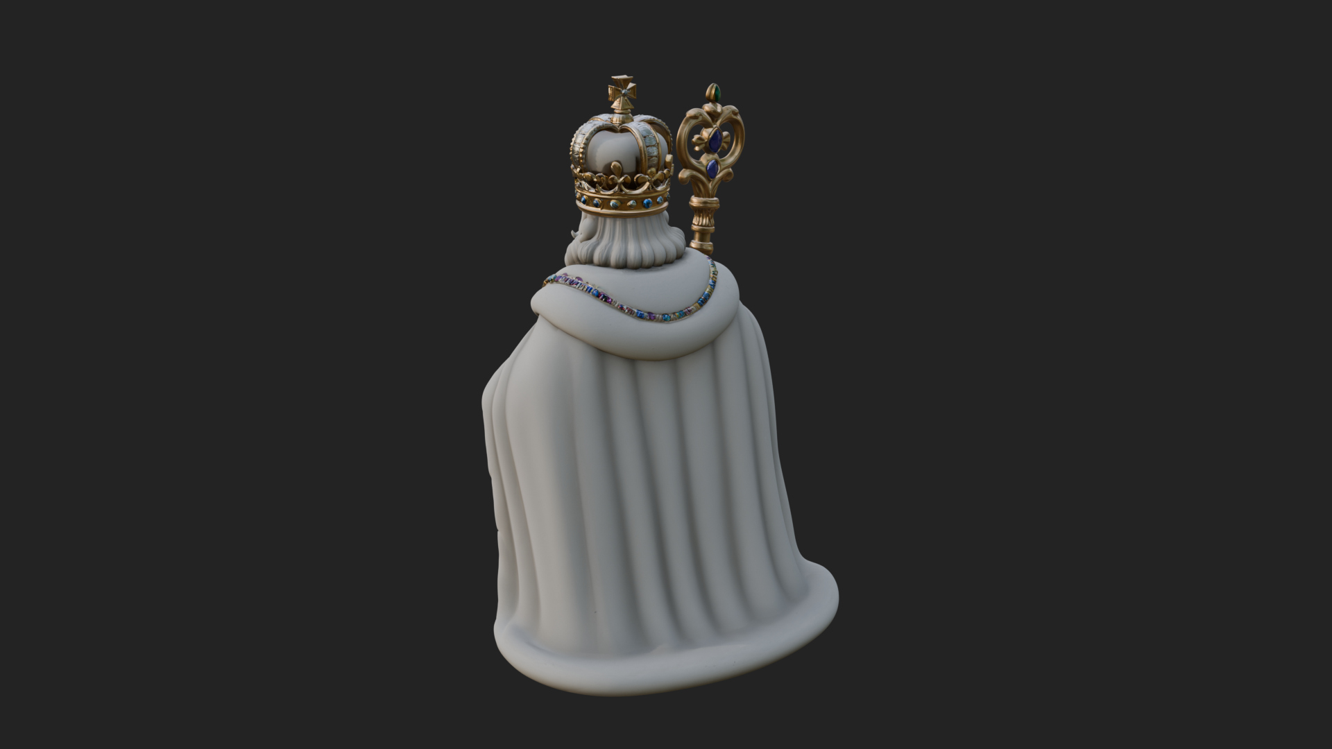 Crowned Bearded King Statue Design 13 3D Print Model 3D Model