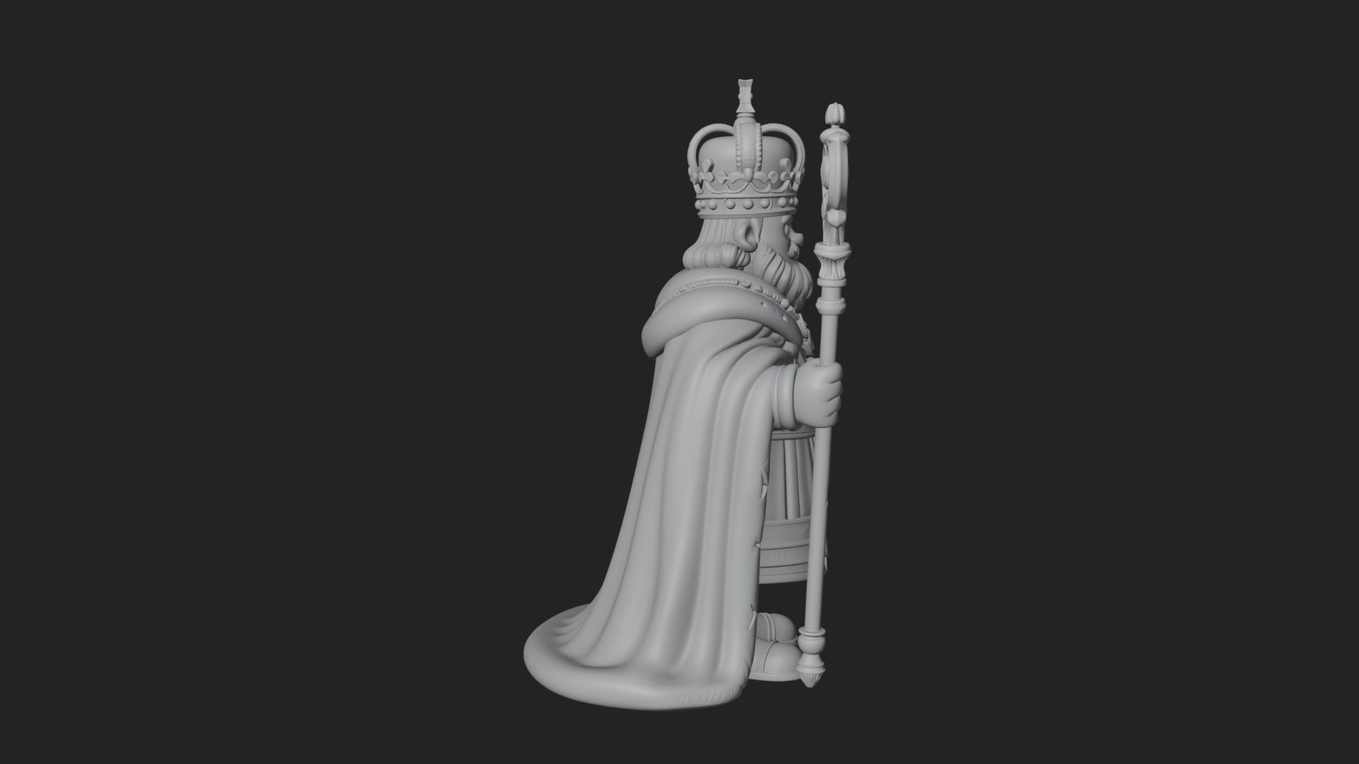 Crowned Bearded King Statue Design 13 3D Print Model 3D Model