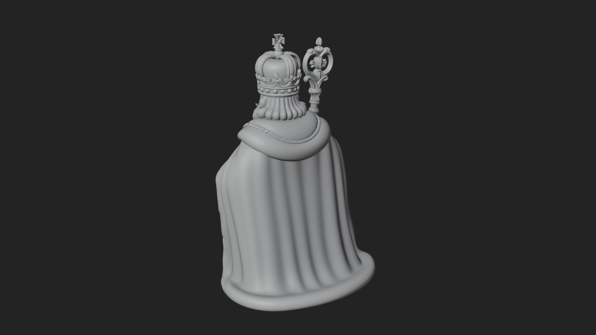 Crowned Bearded King Statue Design 13 3D Print Model 3D Model