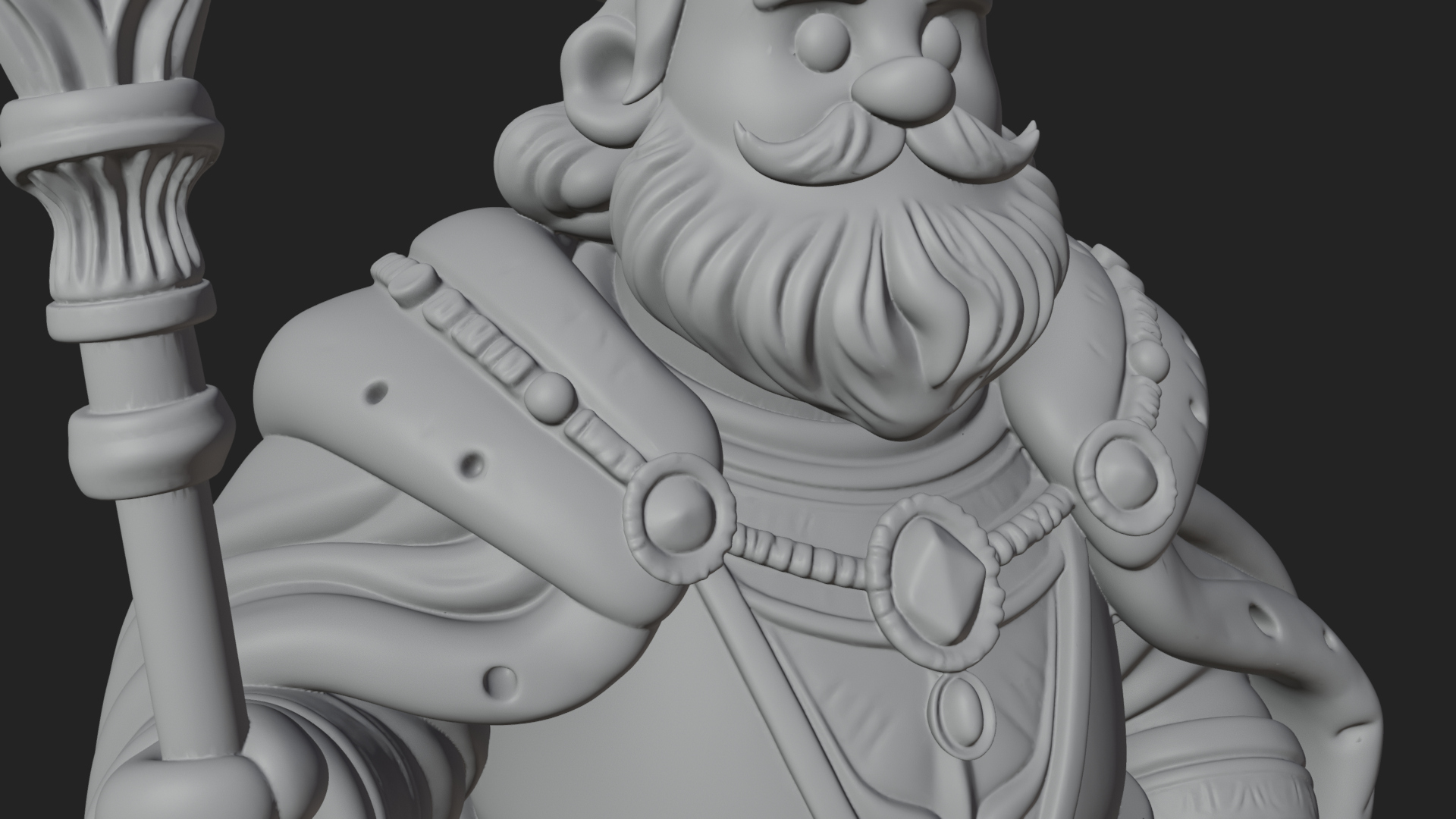 Crowned Bearded King Statue Design 13 3D Print Model 3D Model