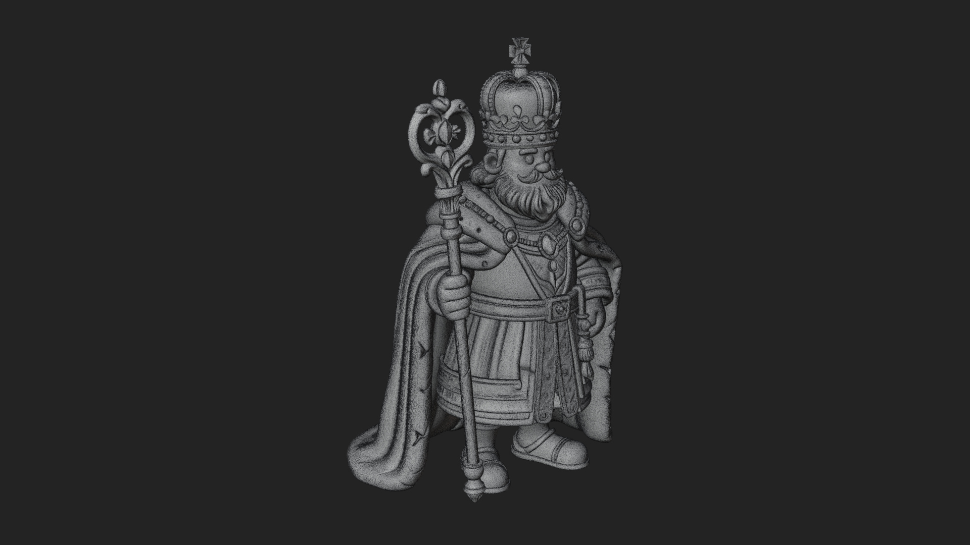Crowned Bearded King Statue Design 13 3D Print Model 3D Model