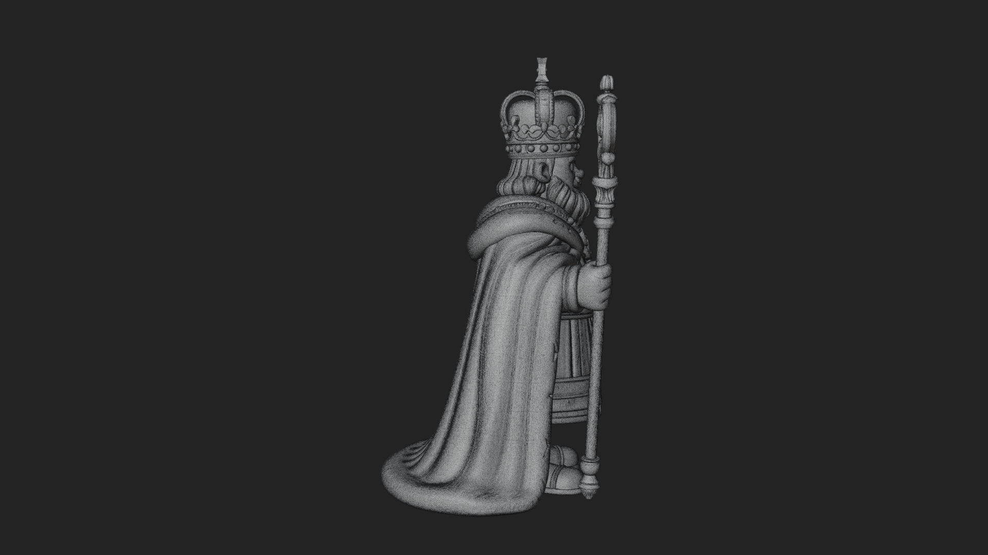 Crowned Bearded King Statue Design 13 3D Print Model 3D Model