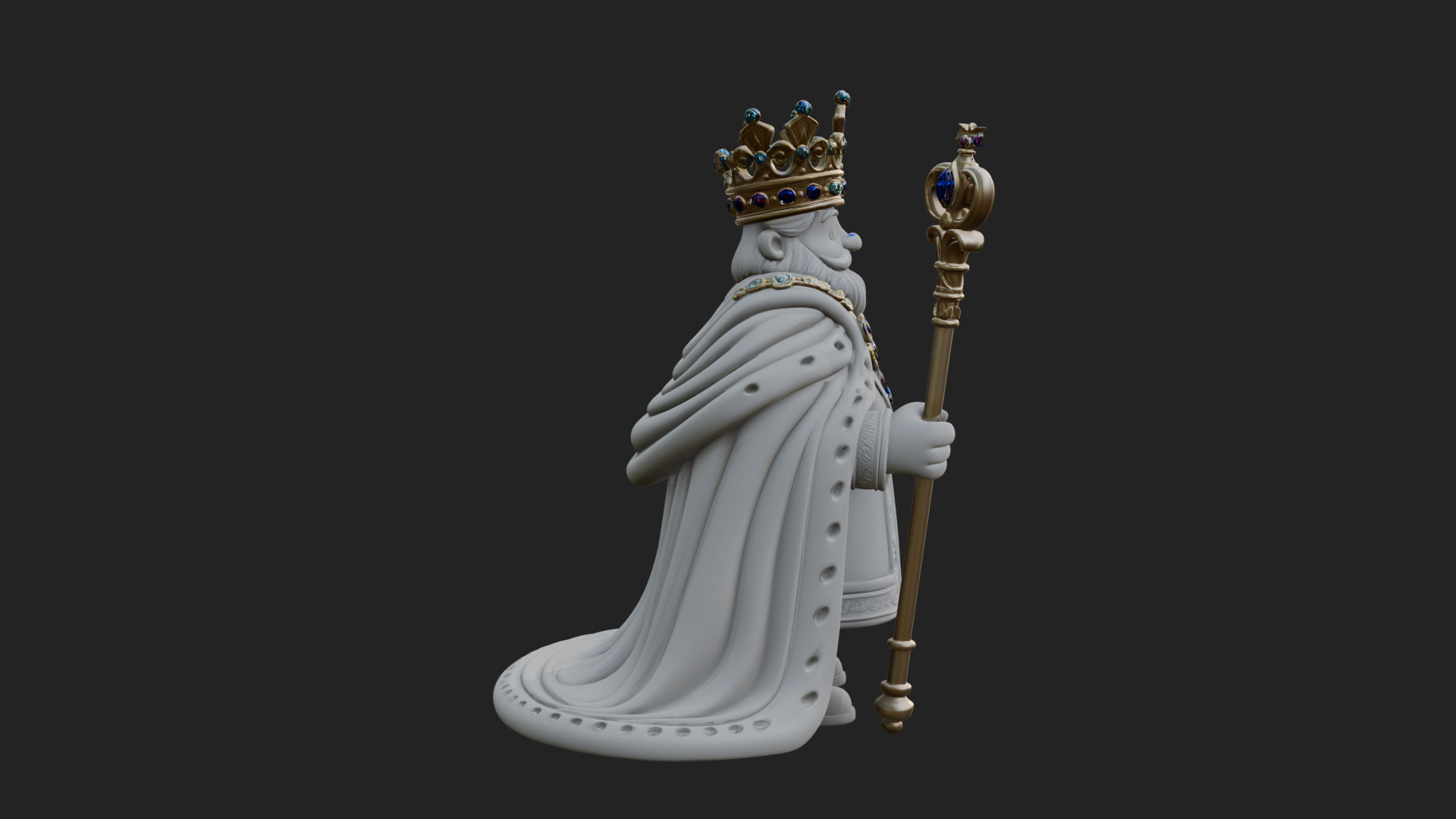 Crowned Bearded King Statue Design 14 3D Print Model 3D Model