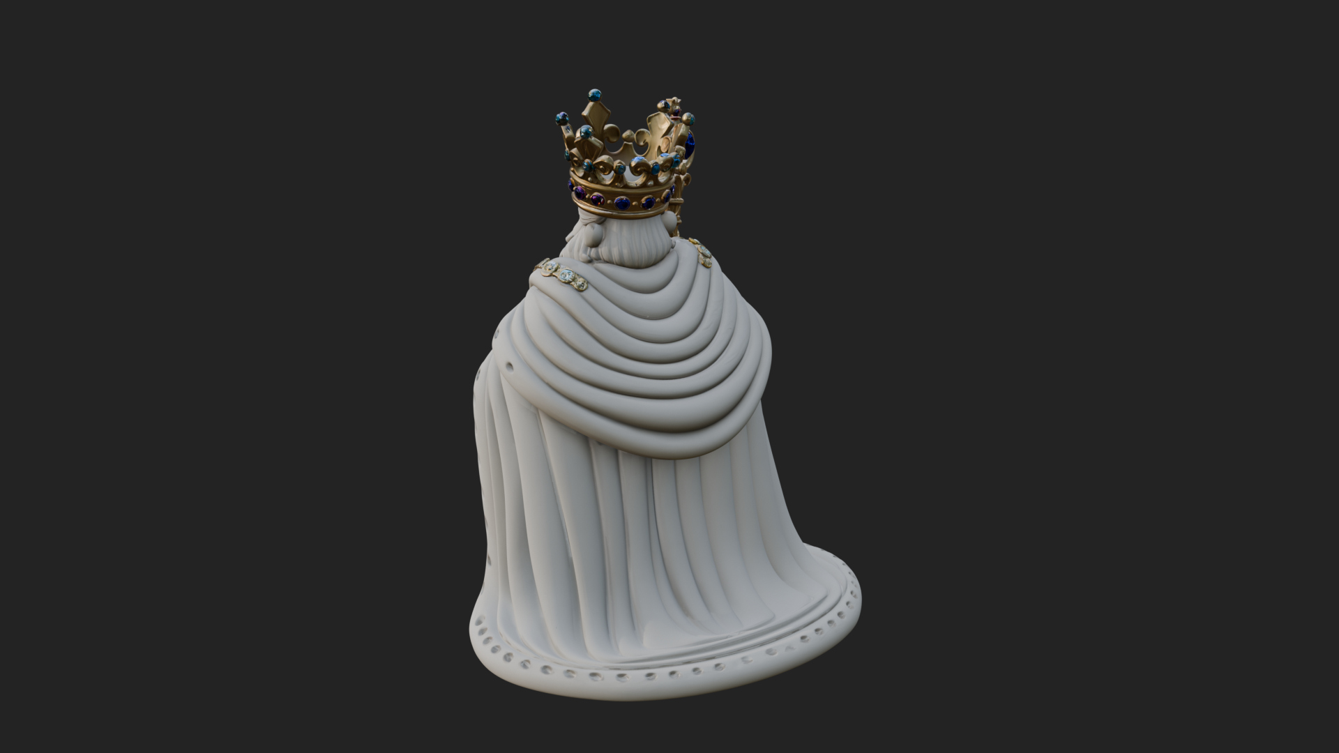Crowned Bearded King Statue Design 14 3D Print Model 3D Model
