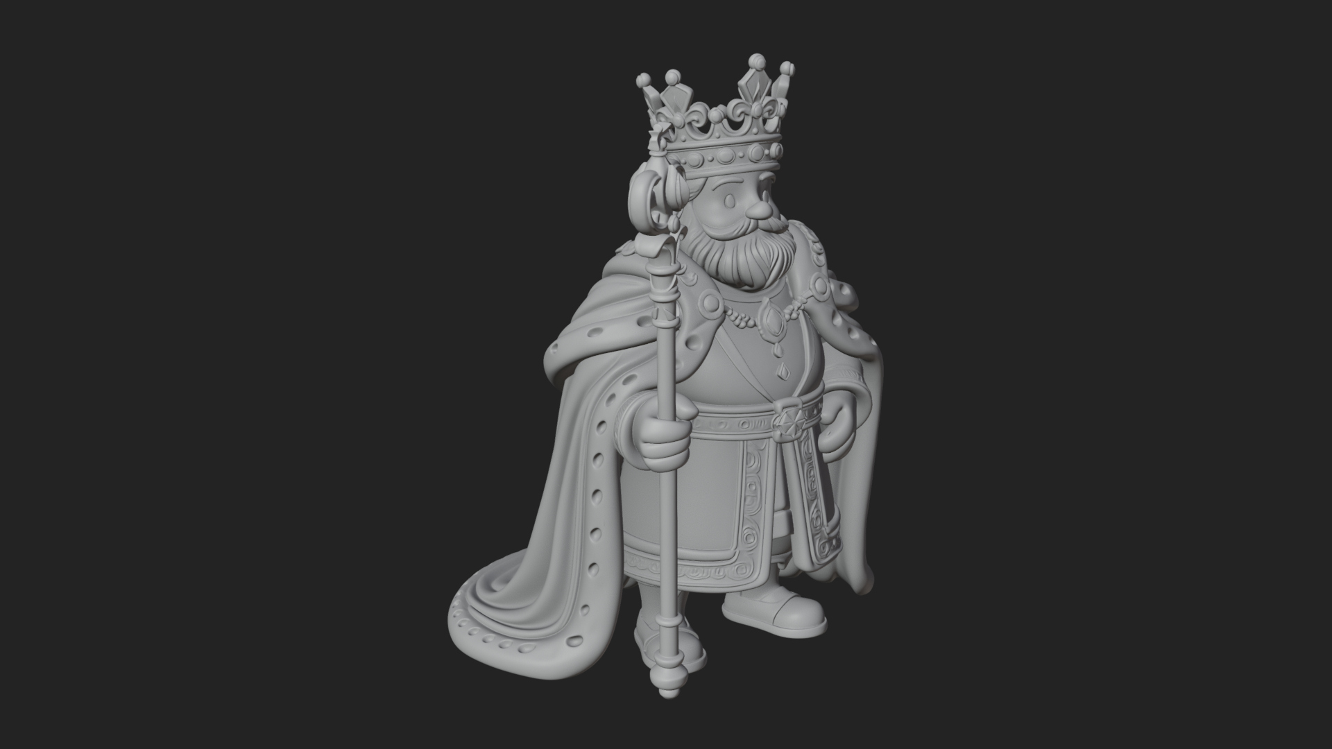 Crowned Bearded King Statue Design 14 3D Print Model 3D Model
