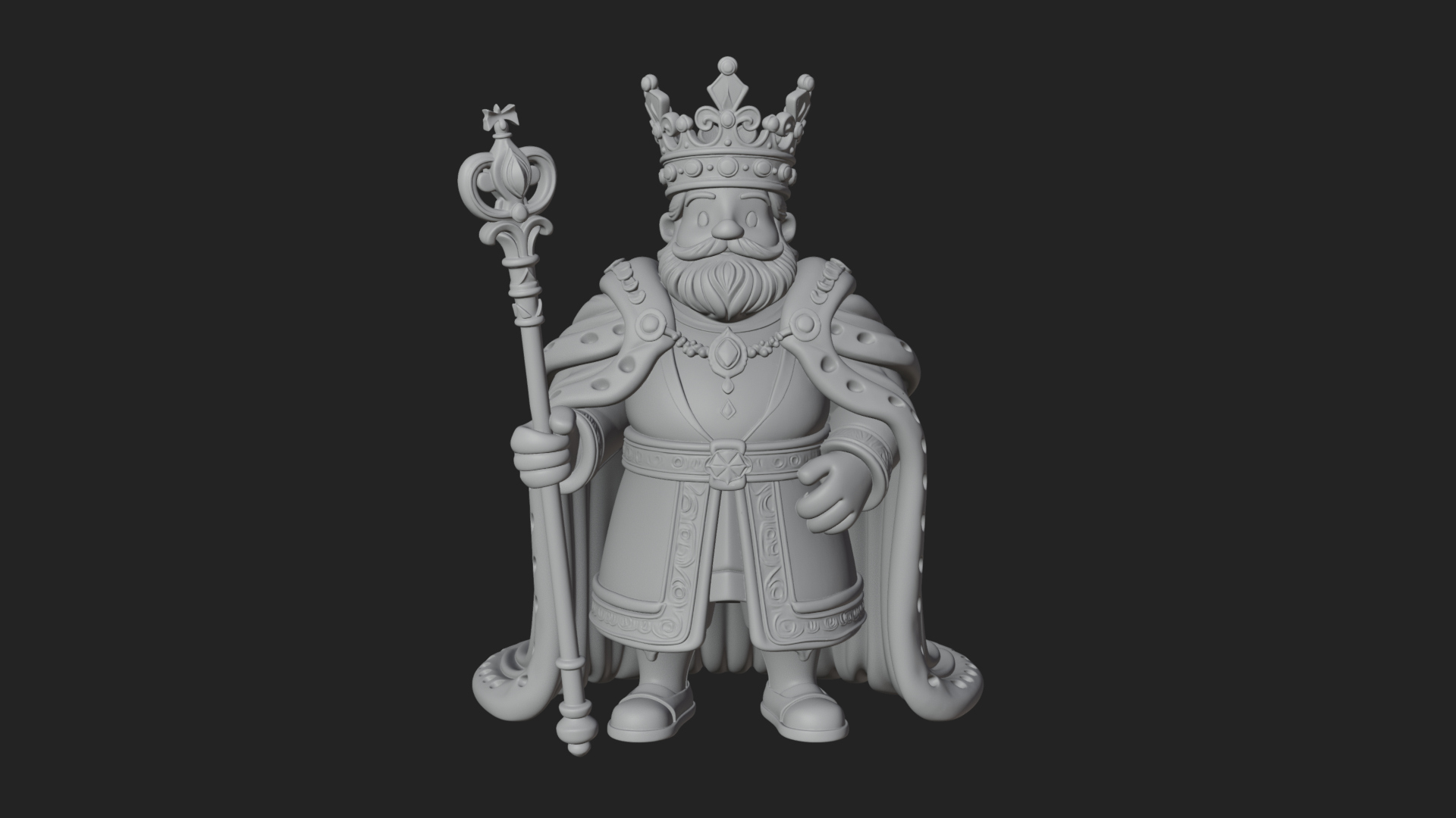 Crowned Bearded King Statue Design 14 3D Print Model 3D Model