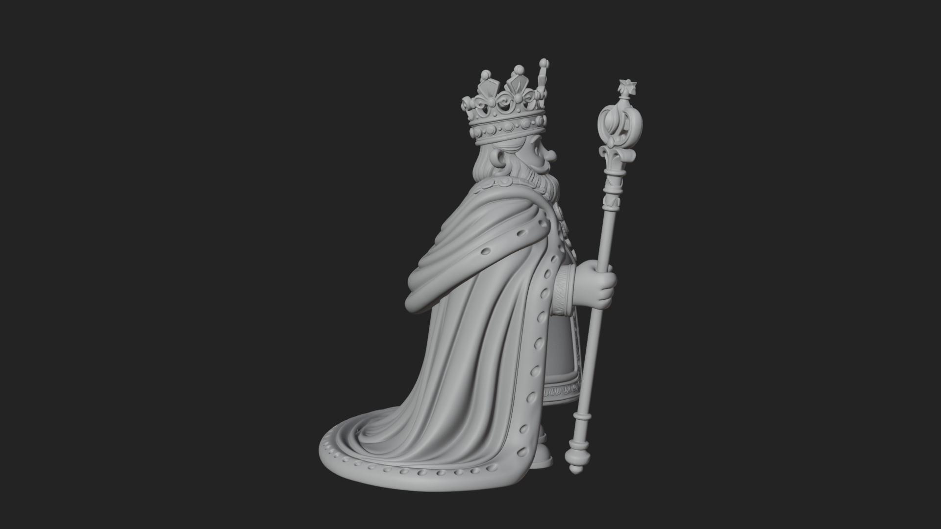 Crowned Bearded King Statue Design 14 3D Print Model 3D Model