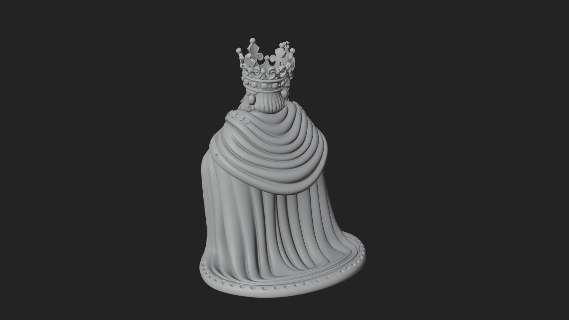 Crowned Bearded King Statue Design 14 3D Print Model 3D Model