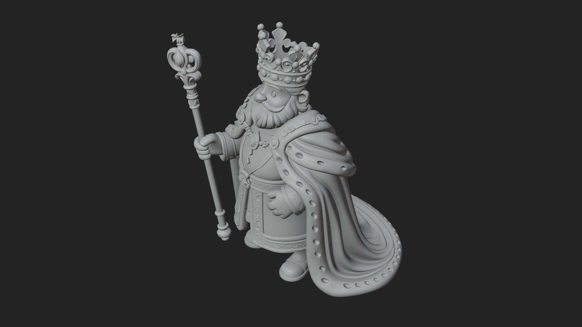 Crowned Bearded King Statue Design 14 3D Print Model 3D Model