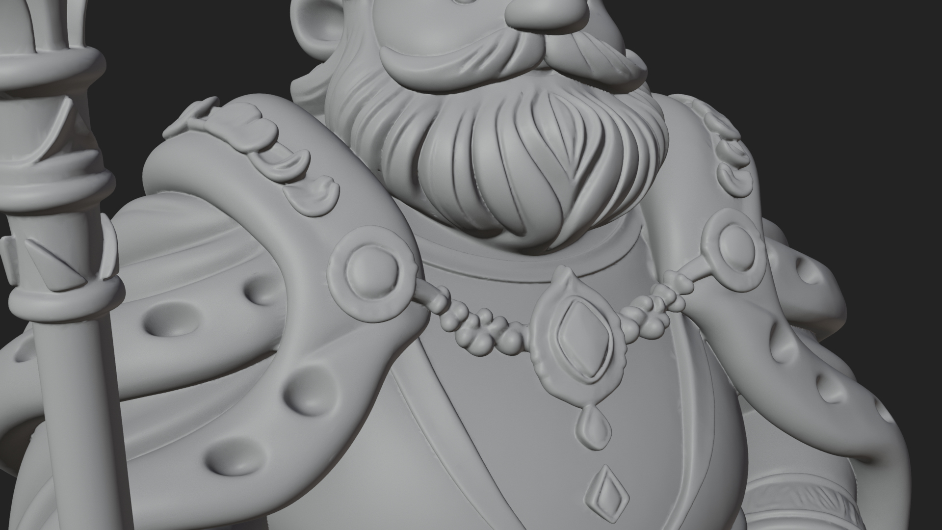 Crowned Bearded King Statue Design 14 3D Print Model 3D Model