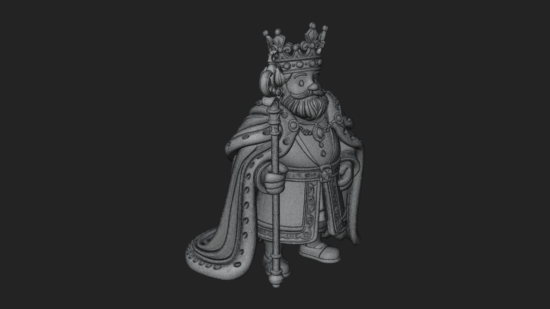 Crowned Bearded King Statue Design 14 3D Print Model 3D Model