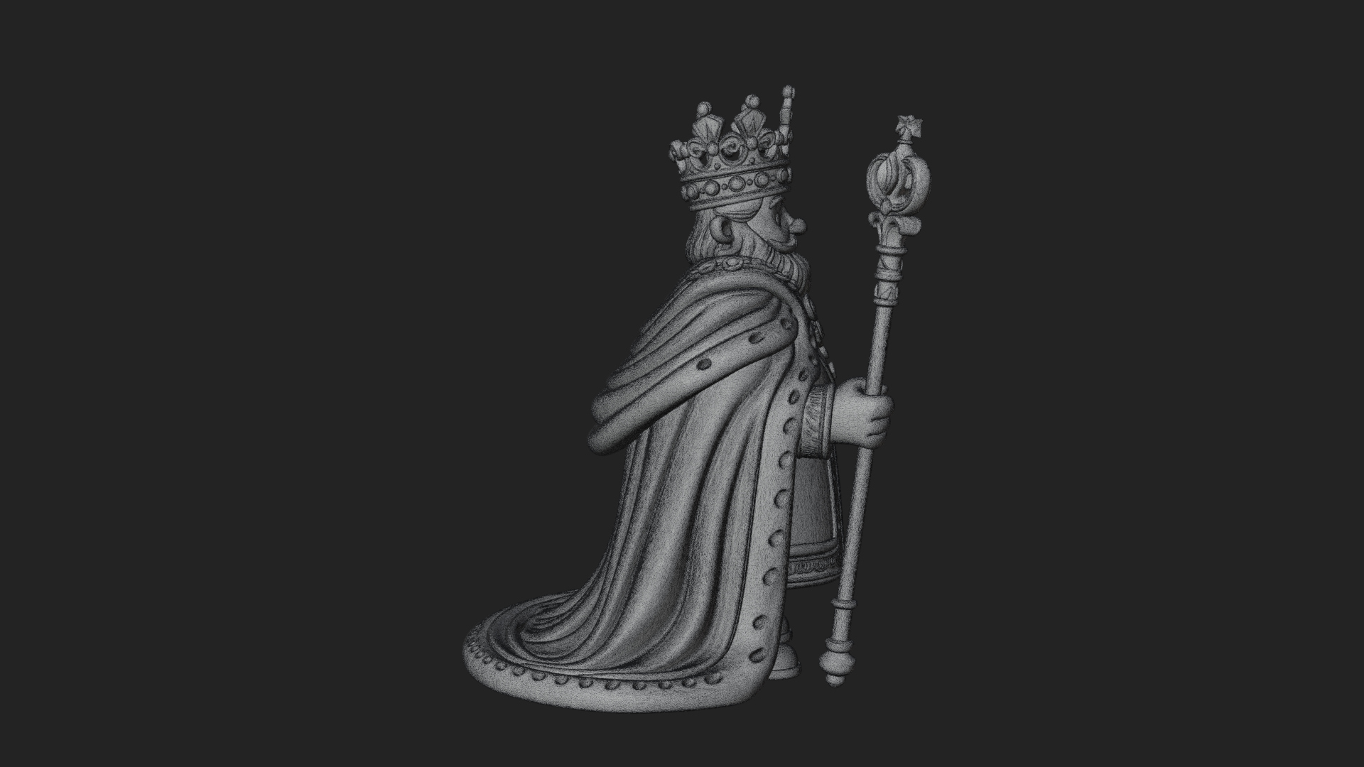Crowned Bearded King Statue Design 14 3D Print Model 3D Model