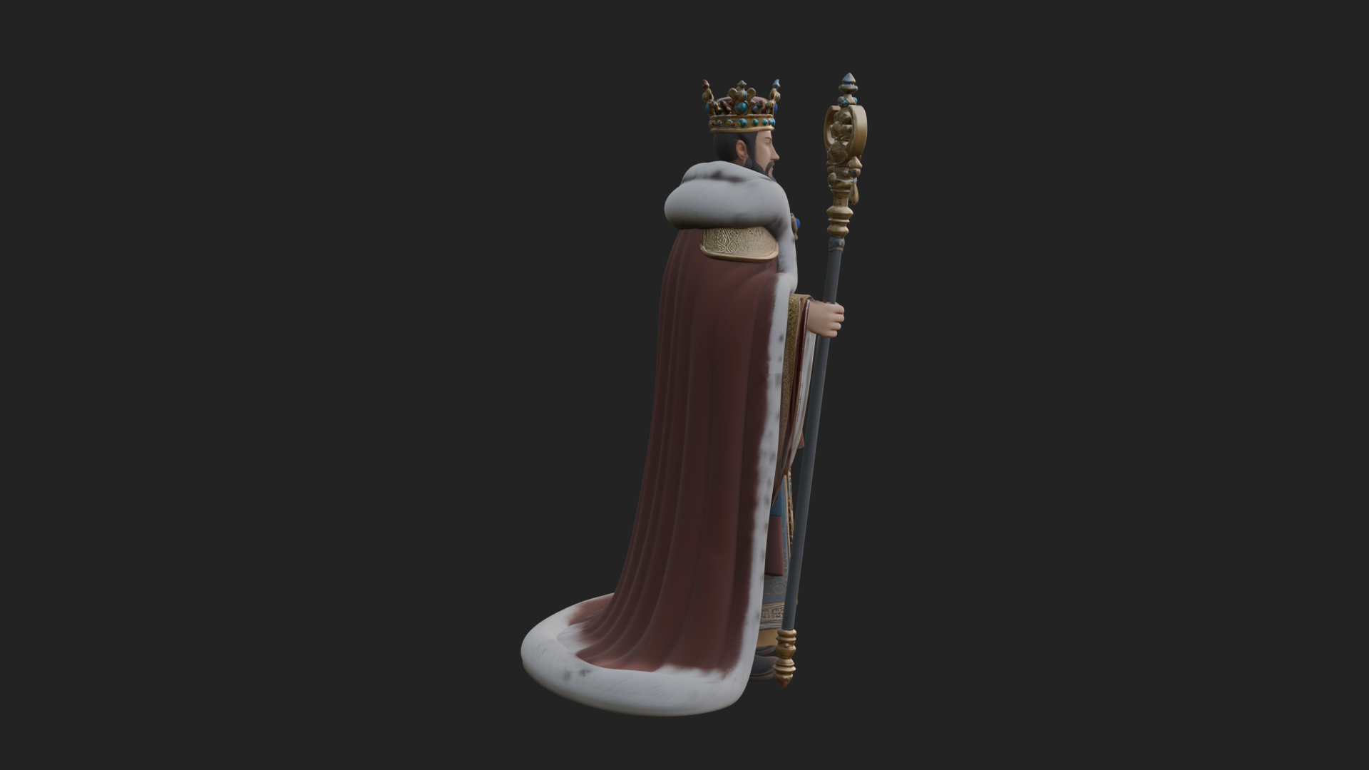 Crowned Bearded King Statue Design 15 3D Print Model 3D Model
