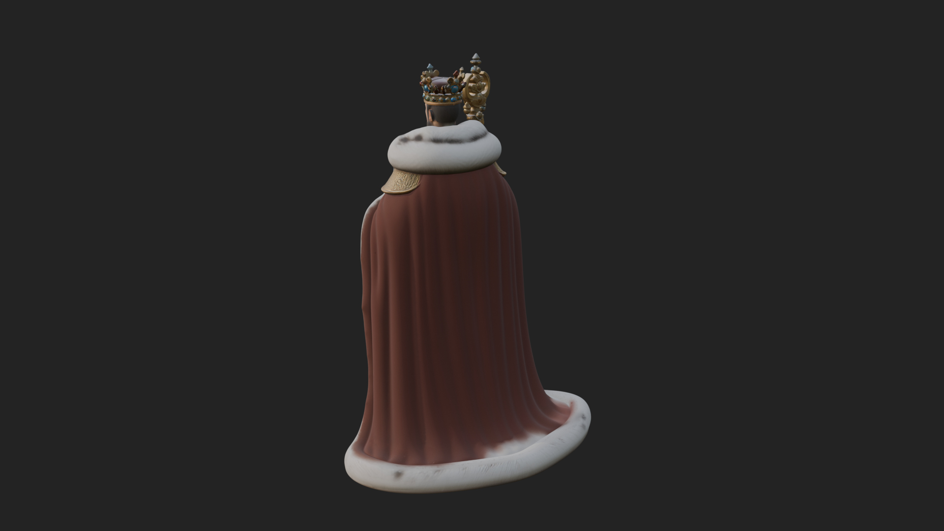 Crowned Bearded King Statue Design 15 3D Print Model 3D Model
