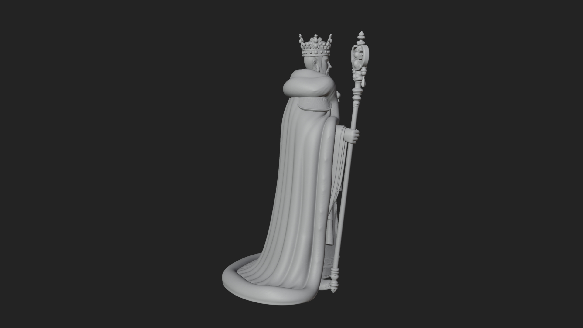 Crowned Bearded King Statue Design 15 3D Print Model 3D Model