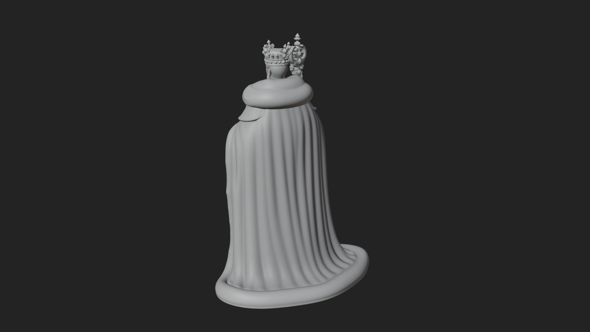 Crowned Bearded King Statue Design 15 3D Print Model 3D Model
