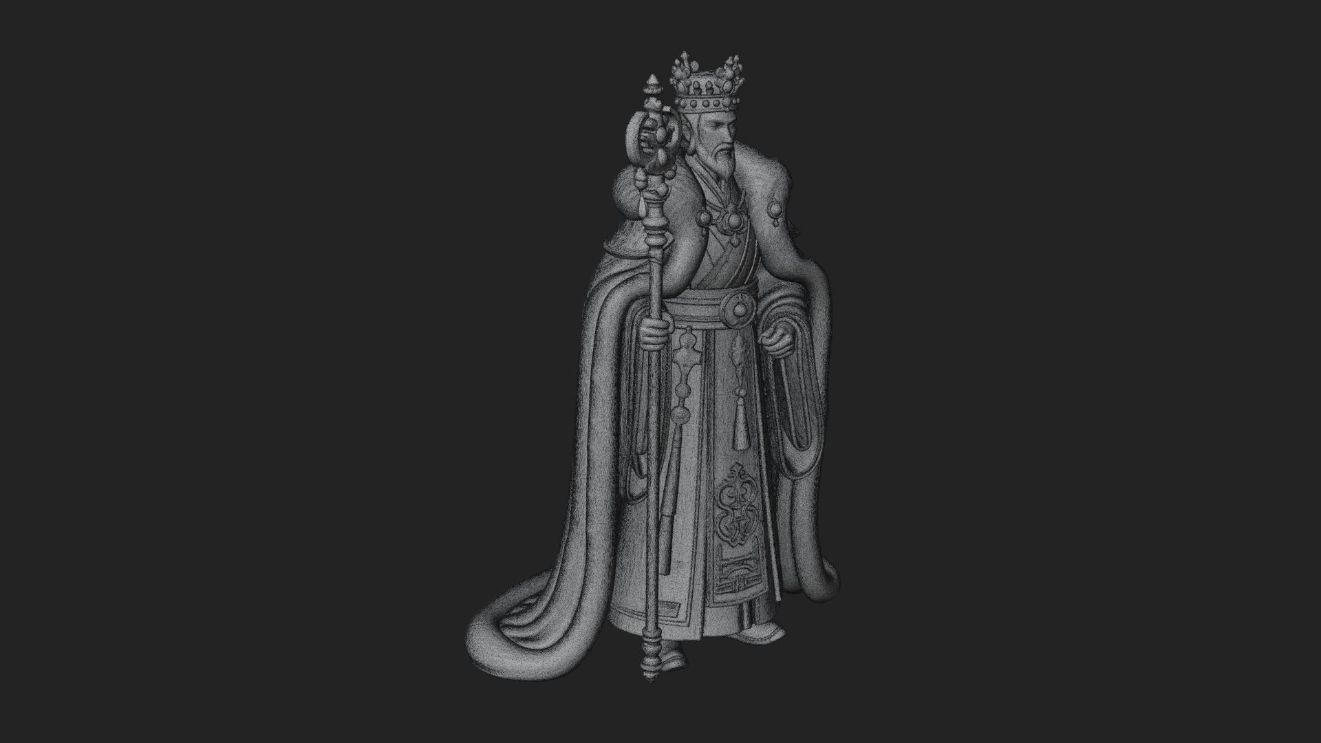 Crowned Bearded King Statue Design 15 3D Print Model 3D Model